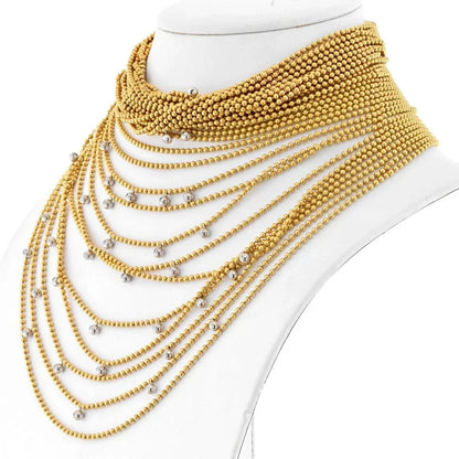 Carthttier 18K Yellow Gold 34 Strand Draperie Diamond Necklace