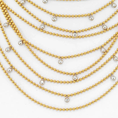 Carthttier 18K Yellow Gold 34 Strand Draperie Diamond Necklace