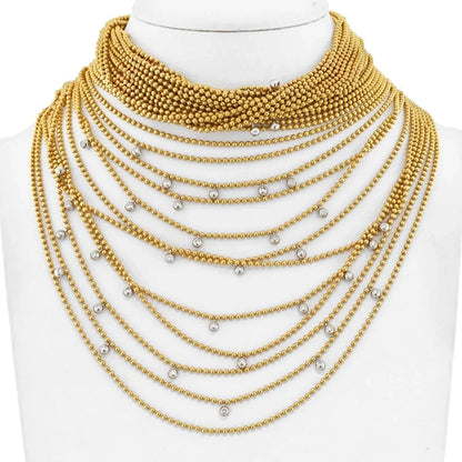 Carthttier 18K Yellow Gold 34 Strand Draperie Diamond Necklace