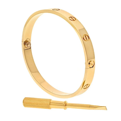 Carthttier Love 18K Yellow Gold Love Size 18 With Box And Screwdriver Bangle Bracelet