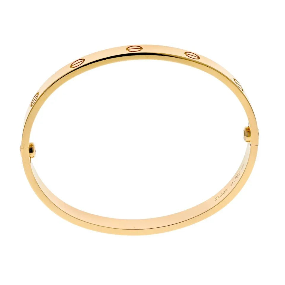Carthttier Love 18K Yellow Gold Love Size 18 With Box And Screwdriver Bangle Bracelet