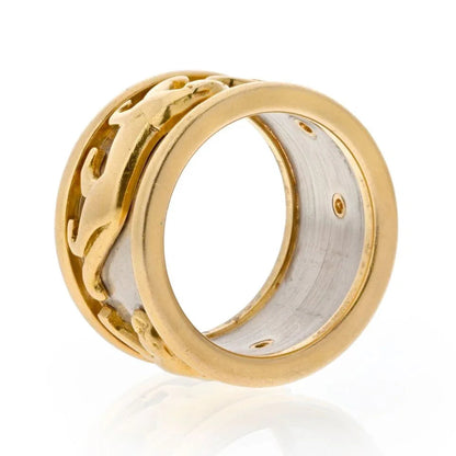 Carthttier 18K Two Tone Walking Pantheres Ring
