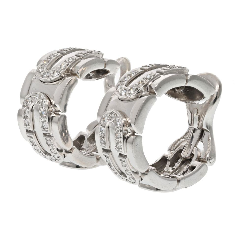 Carthttier 18K White Gold Diamond Hoop Earrings
