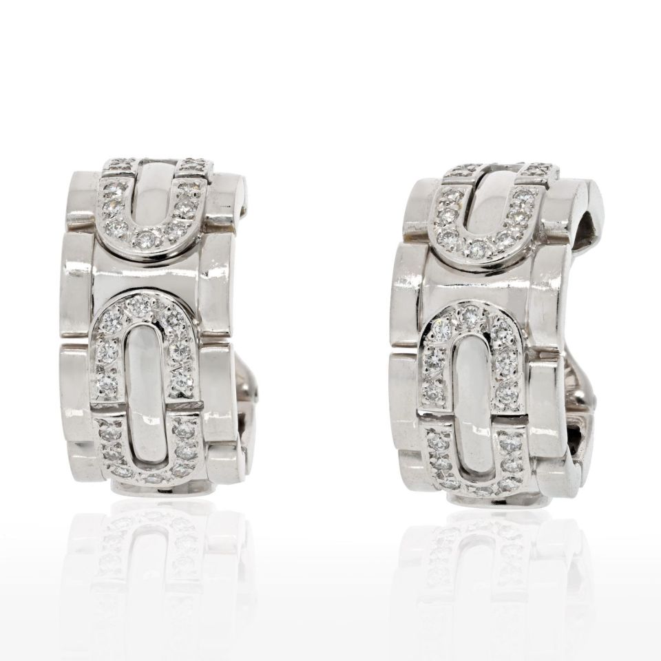 Carthttier 18K White Gold Diamond Hoop Earrings