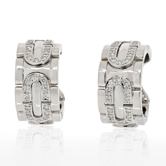 Carthttier 18K White Gold Diamond Hoop Earrings