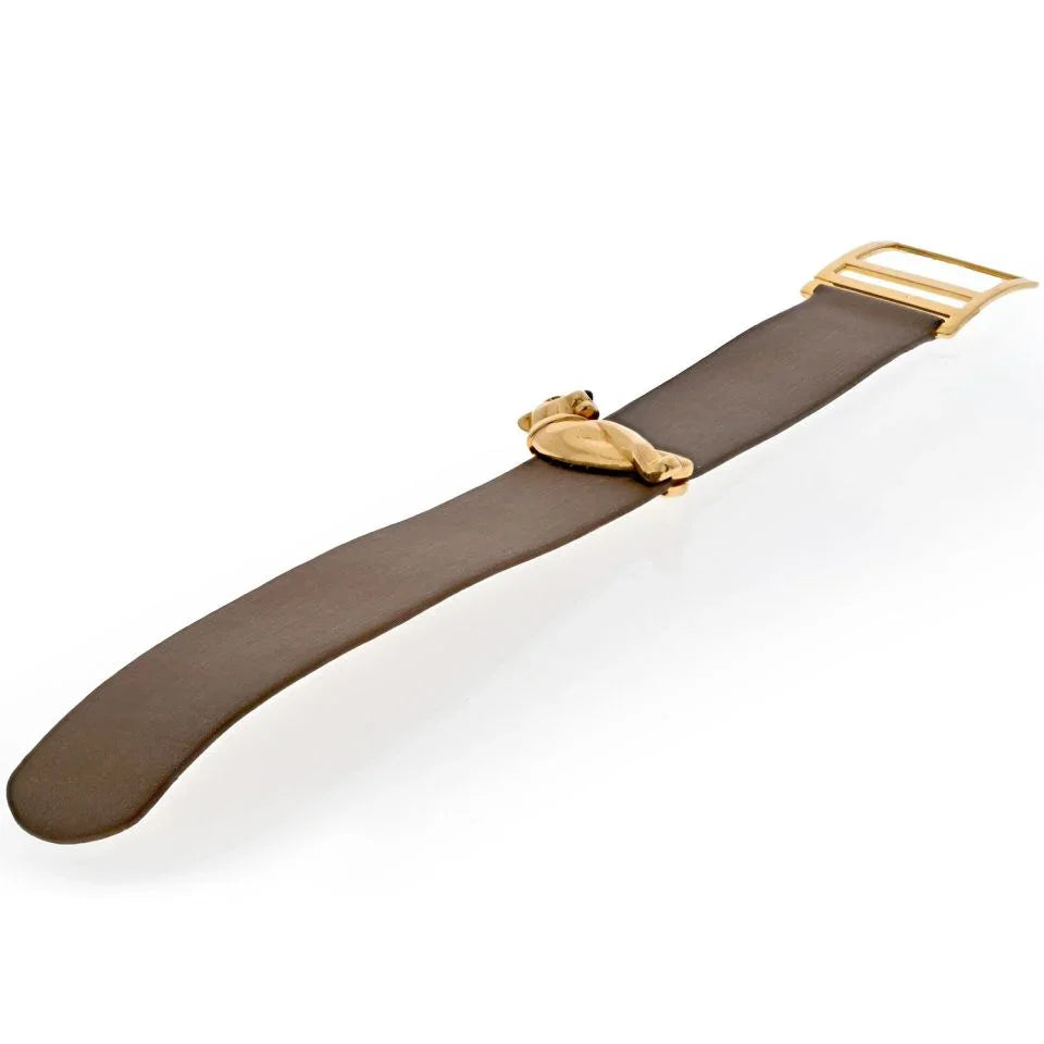 Carthttier Panthere 18K Yellow Gold Panthere De Carthttier Tsavorite Onyx Cuff Bracelet