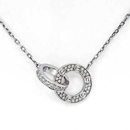 Carthttier Love 18K White Gold Love Diamond Pave Pendant Necklace