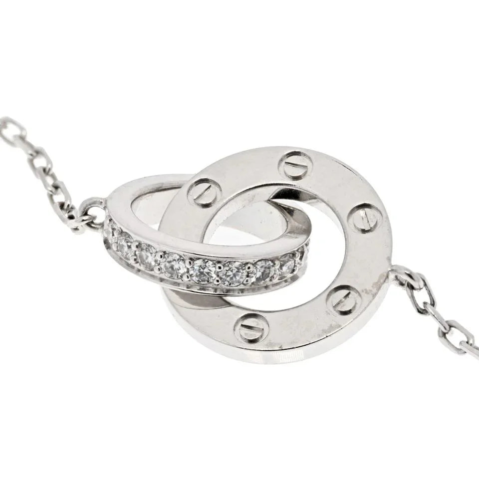 Carthttier Love 18K White Gold Love Diamond Pave Pendant Necklace