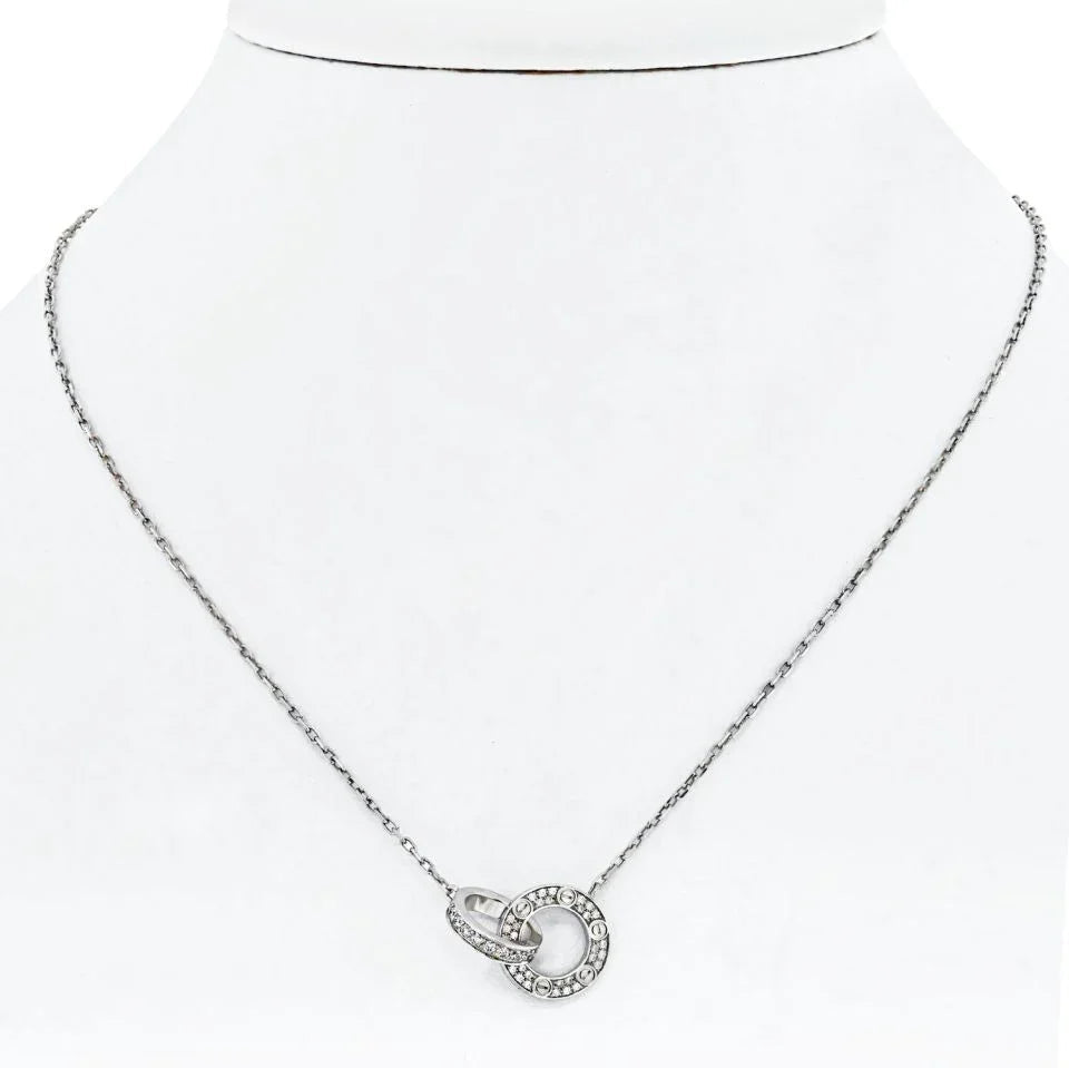 Carthttier Love 18K White Gold Love Diamond Pave Pendant Necklace