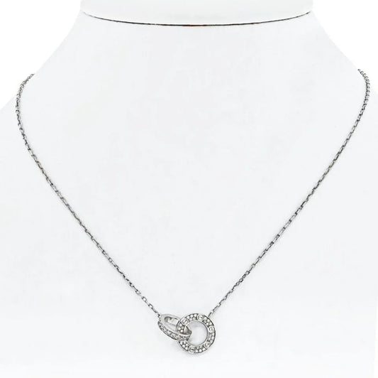 Carthttier Love 18K White Gold Love Diamond Pave Pendant Necklace