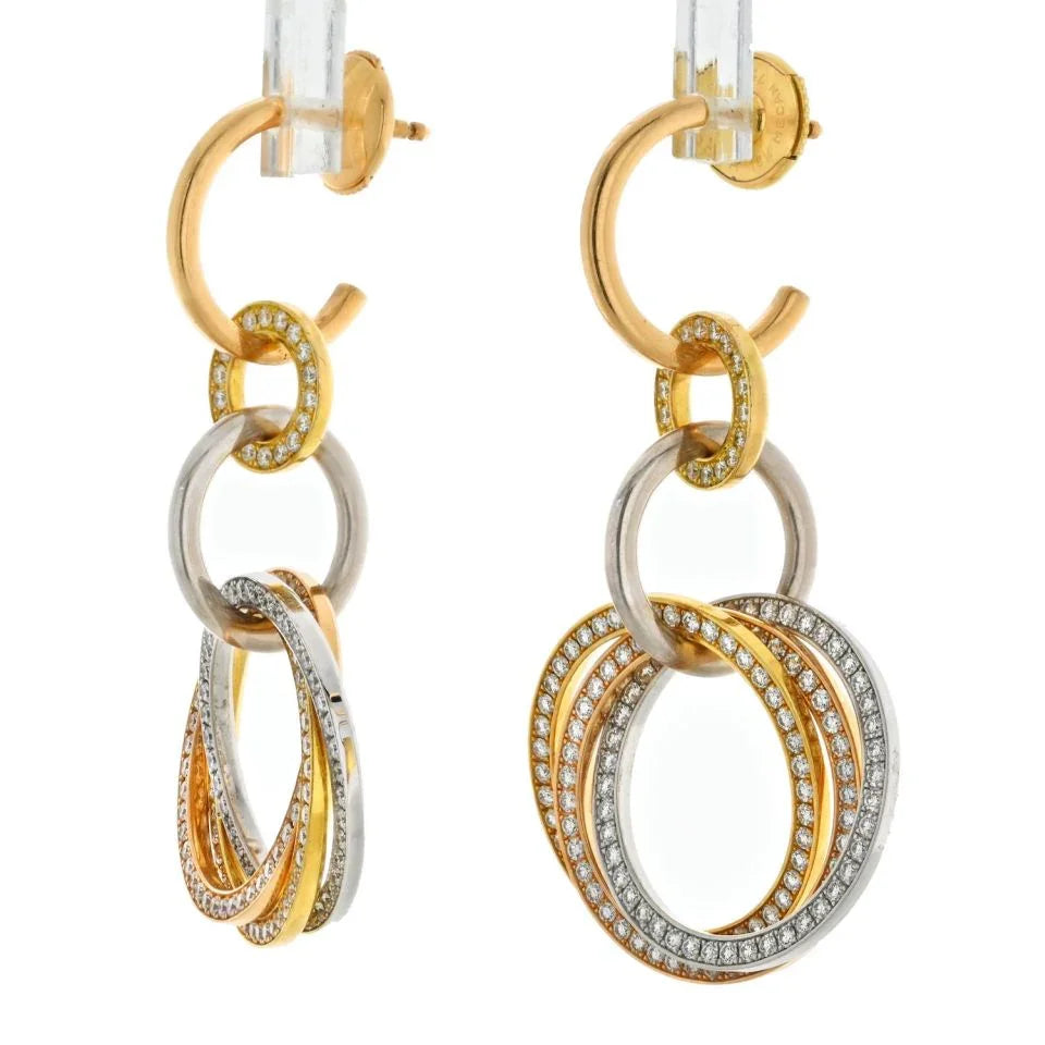 Carthttier 18K Tri Color Trinity Dangling Earrings