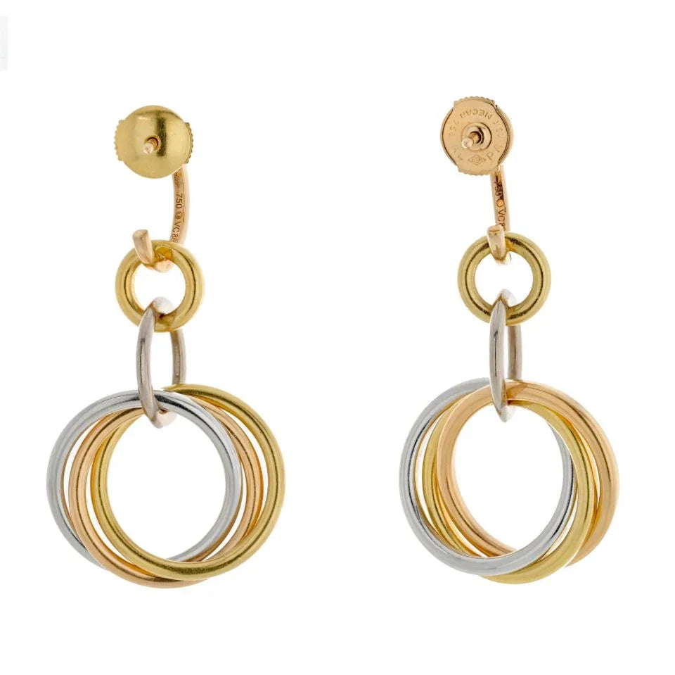 Carthttier 18K Tri Color Trinity Dangling Earrings