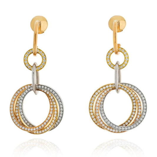 Carthttier 18K Tri Color Trinity Dangling Earrings