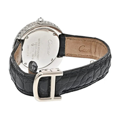 Carthttier 18K White Gold Diamond Panthere 1925 Model Ref: 2323 Quartz Leather Women Watch