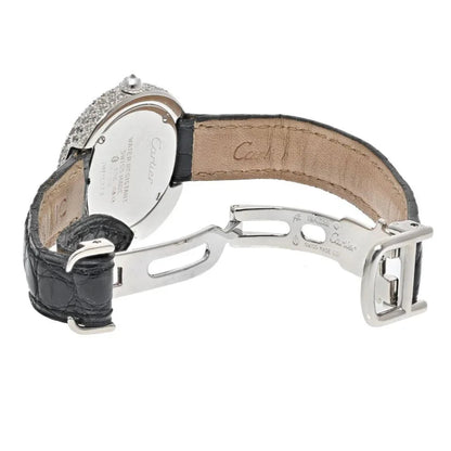 Carthttier 18K White Gold Diamond Panthere 1925 Model Ref: 2323 Quartz Leather Women Watch