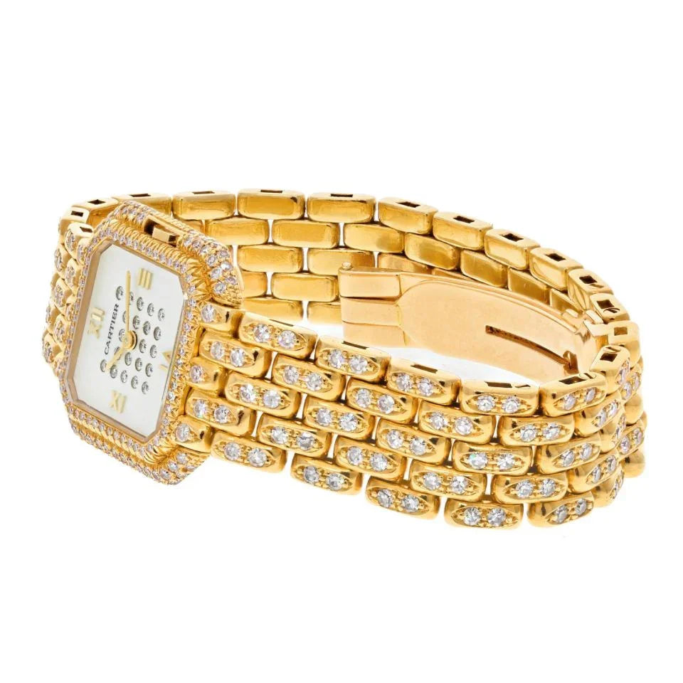 Carthttier 18K Yellow Gold Panthere Diamond Quartz Women Watch