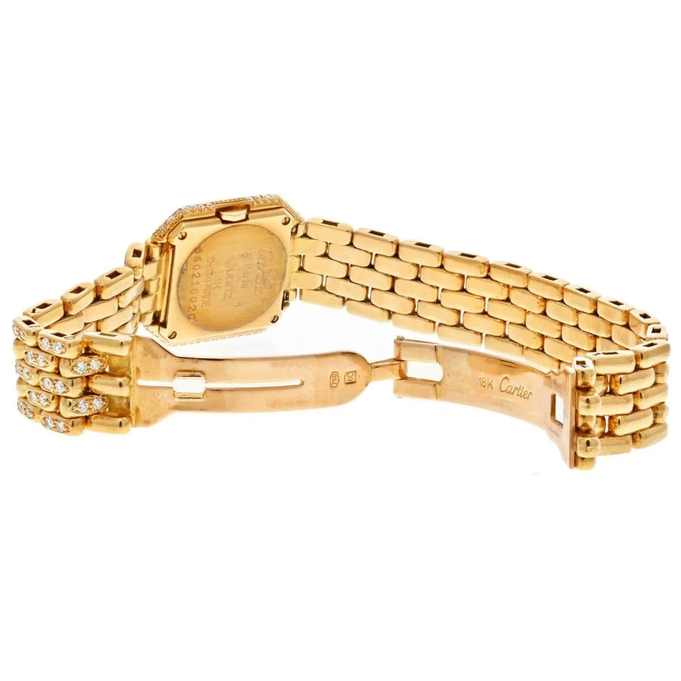Carthttier 18K Yellow Gold Panthere Diamond Quartz Women Watch