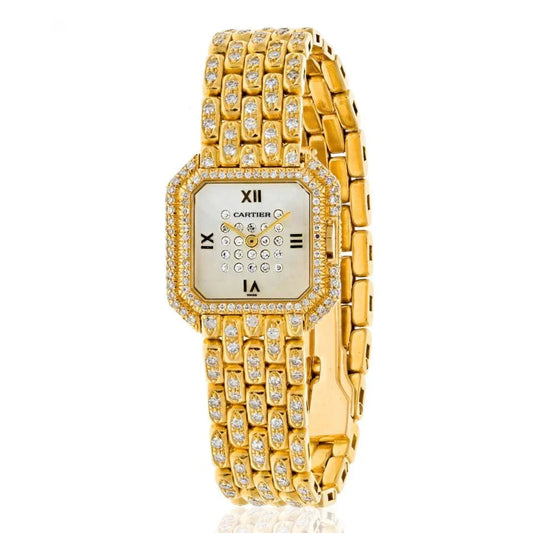 Carthttier 18K Yellow Gold Panthere Diamond Quartz Women Watch