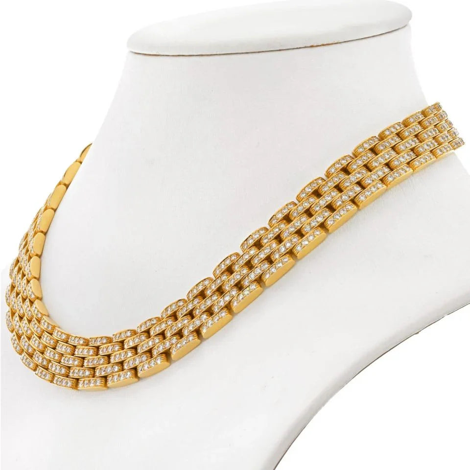 Carthttier 18K Yellow Gold Panthere Maillon Diamond Collar Necklace