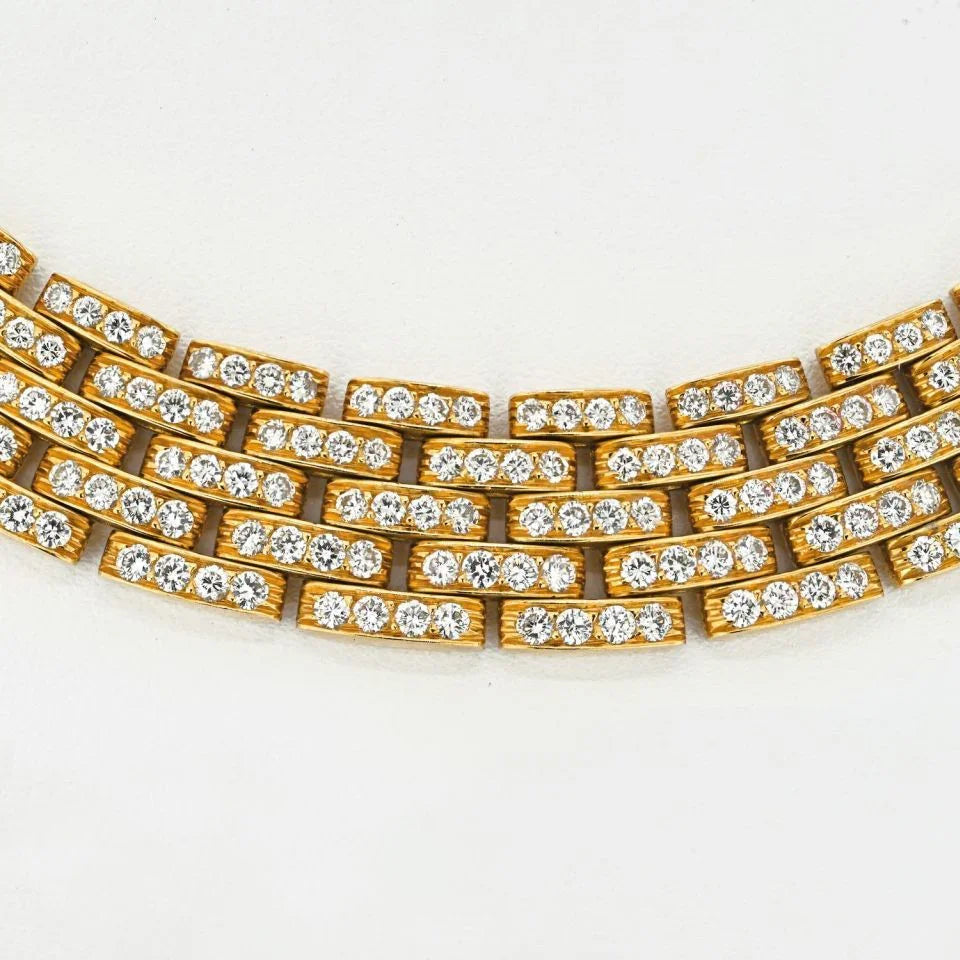 Carthttier 18K Yellow Gold Panthere Maillon Diamond Collar Necklace