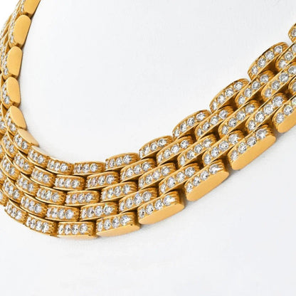 Carthttier 18K Yellow Gold Panthere Maillon Diamond Collar Necklace