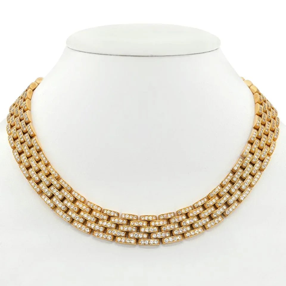 Carthttier 18K Yellow Gold Panthere Maillon Diamond Collar Necklace