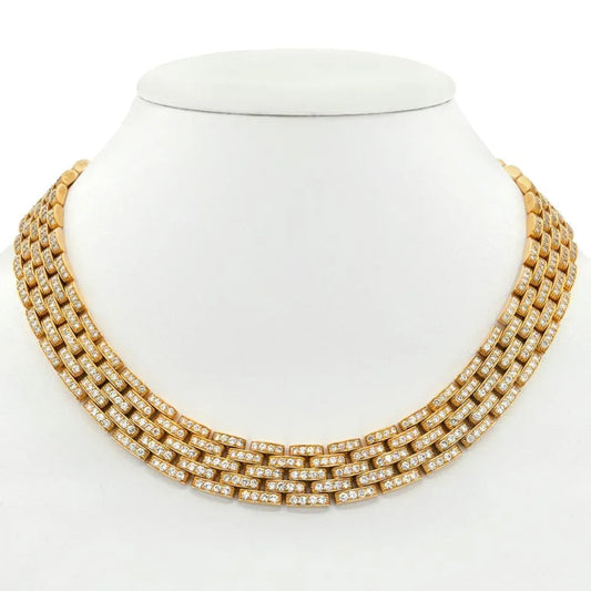 Carthttier 18K Yellow Gold Panthere Maillon Diamond Collar Necklace