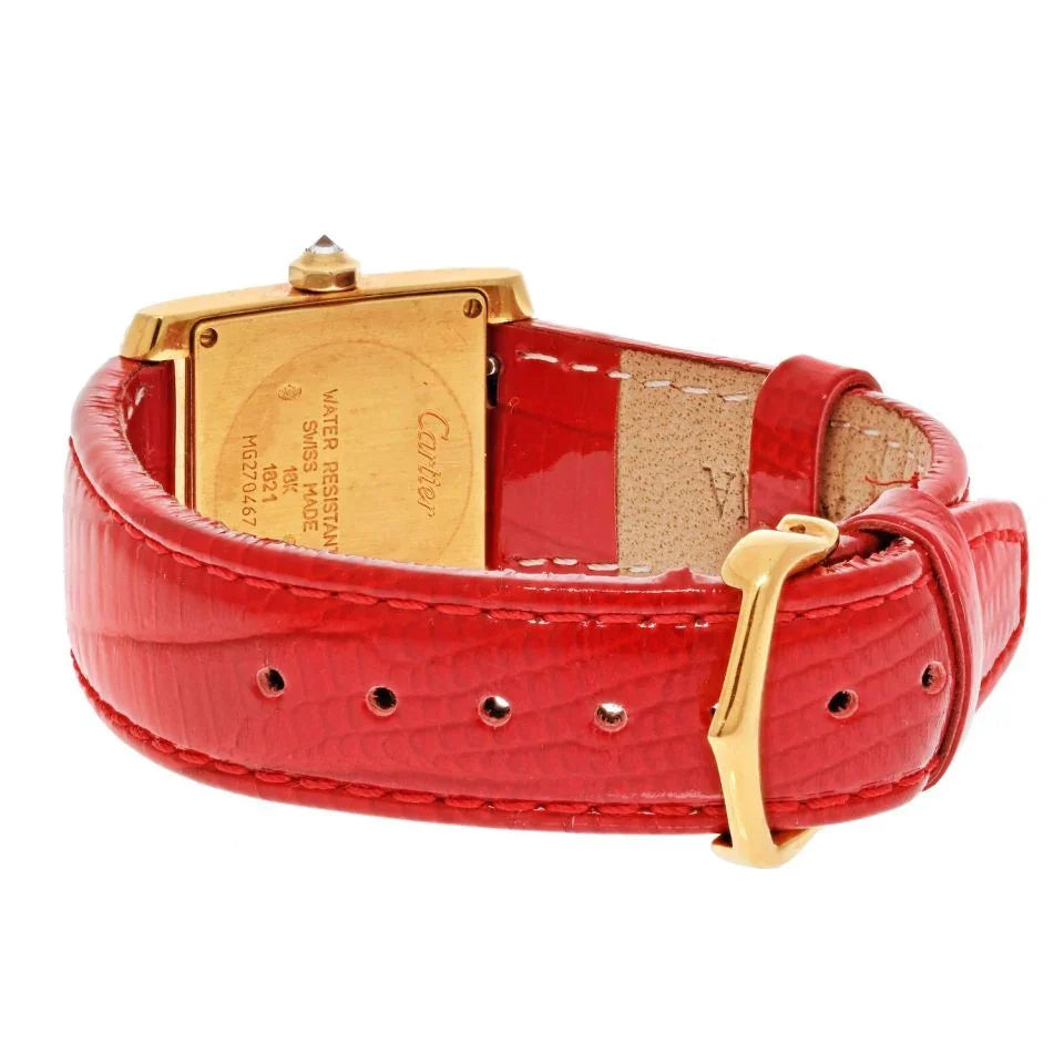 Carthttier 18K Yellow Gold Tank Francaise 25,, Ref 1821 Women Diamond Watch