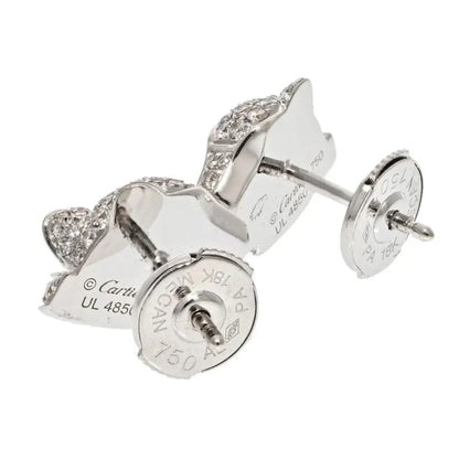 Carthttier 18K White Gold Diamond Panthere Heads Stud Earrings