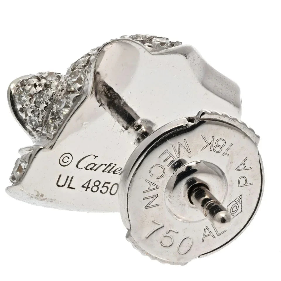 Carthttier 18K White Gold Diamond Panthere Heads Stud Earrings