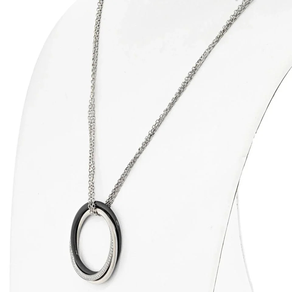 Carthttier 18K White Gold Trinity Ceramic Diamond Necklace