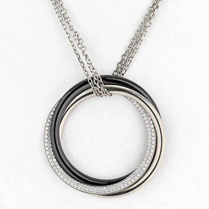 Carthttier 18K White Gold Trinity Ceramic Diamond Necklace