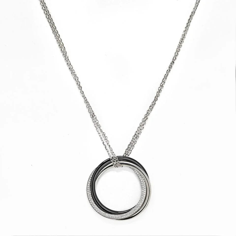Carthttier 18K White Gold Trinity Ceramic Diamond Necklace