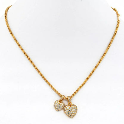Carthttier 18K Yellow Gold Two Diamond Heart Charms On A Chain Necklace
