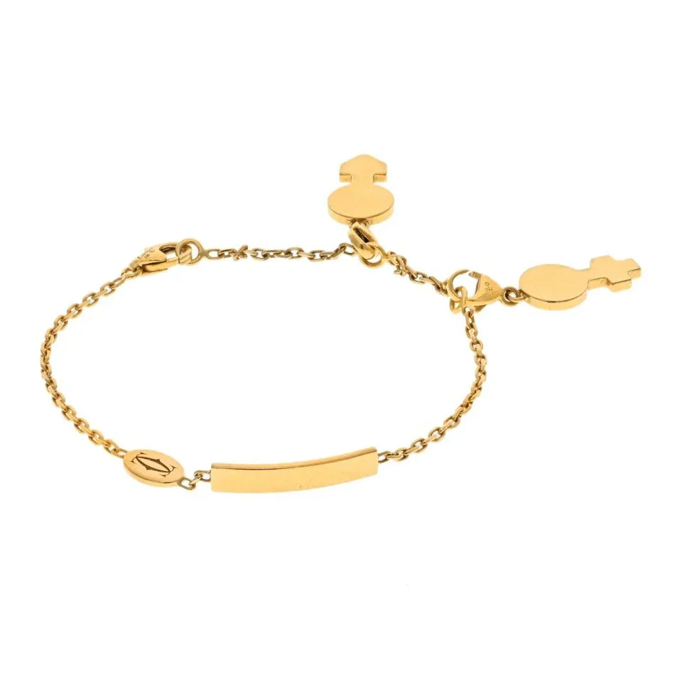 Carthttier 18K Yellow Gold ID Plate His And Hers Charms Chain Bracelet