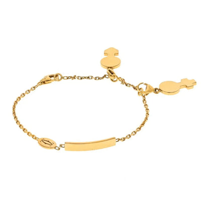 Carthttier 18K Yellow Gold ID Plate His And Hers Charms Chain Bracelet