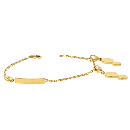 Carthttier 18K Yellow Gold ID Plate His And Hers Charms Chain Bracelet