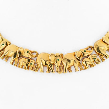 Carthttier 18K Yellow Gold Walking Elephant Maillon Necklace