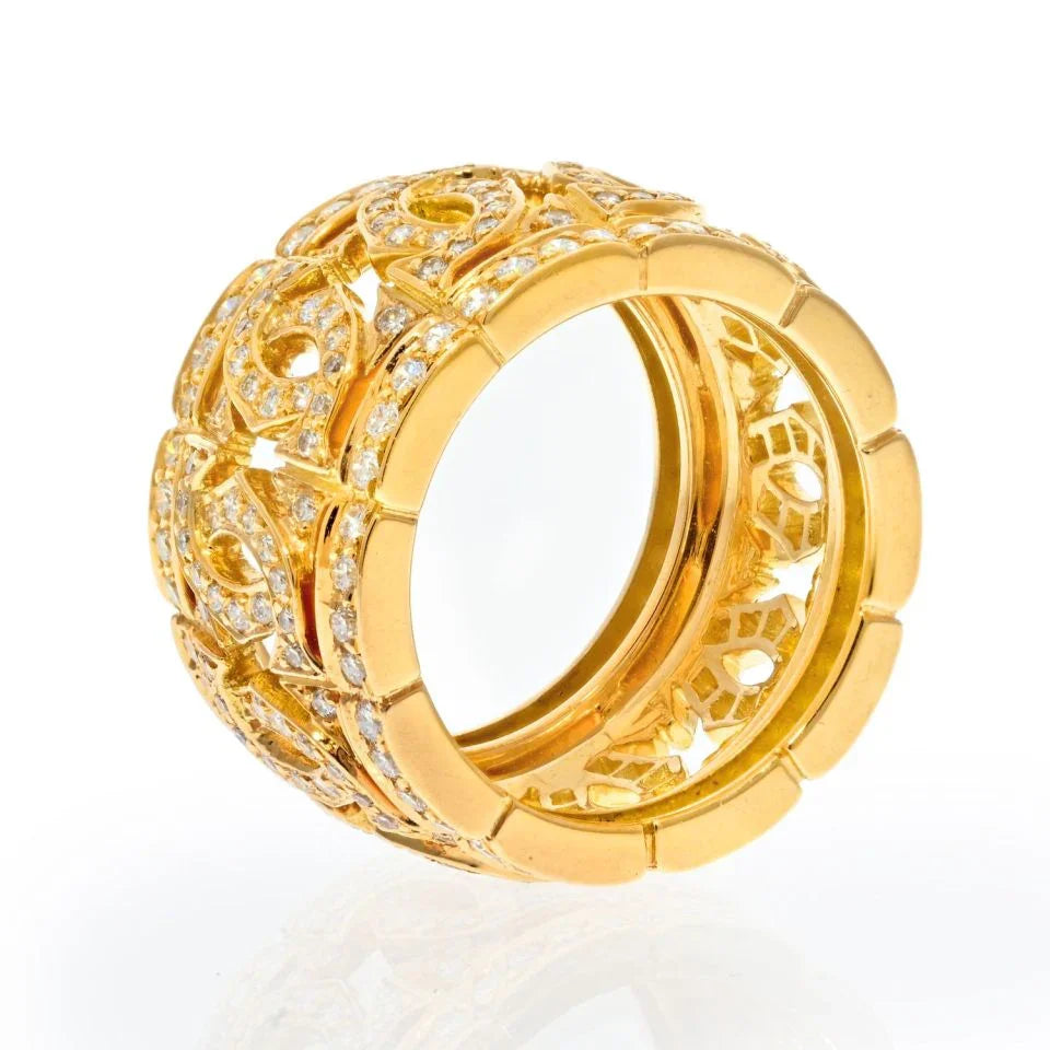 Carthttier 18K Yellow Gold Double C Diamond Ring
