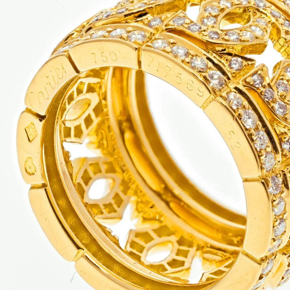 Carthttier 18K Yellow Gold Double C Diamond Ring