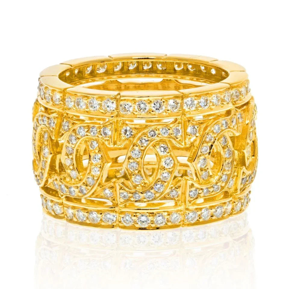 Carthttier 18K Yellow Gold Double C Diamond Ring