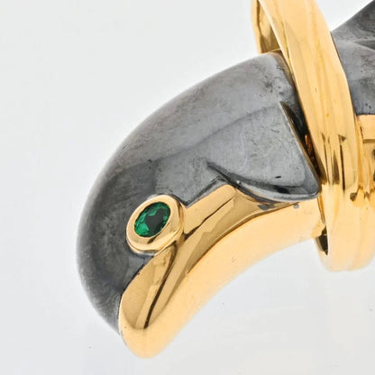 Carthttier 18K Yellow Gold Hematite Dolphine Pendant