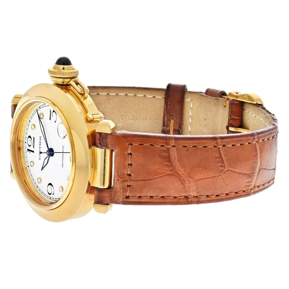 Carthttier 18K Yellow Gold Smooth Bezel White Dial Automatic Women Watch