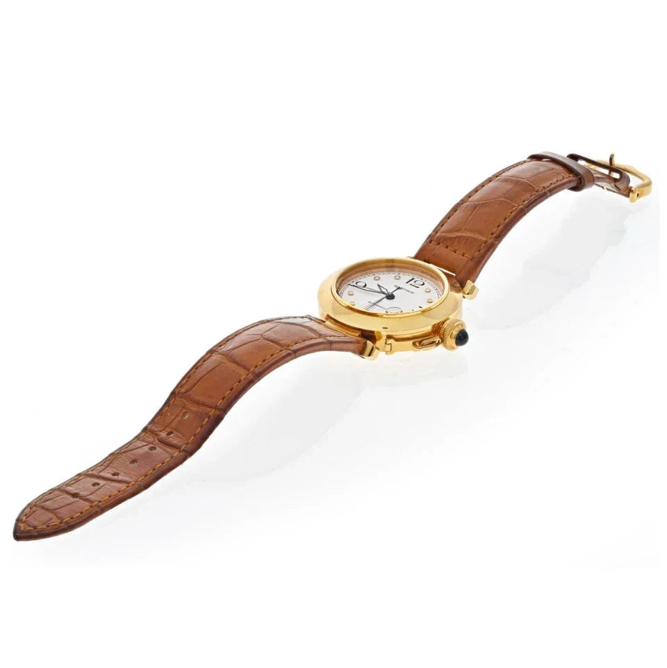 Carthttier 18K Yellow Gold Smooth Bezel White Dial Automatic Women Watch