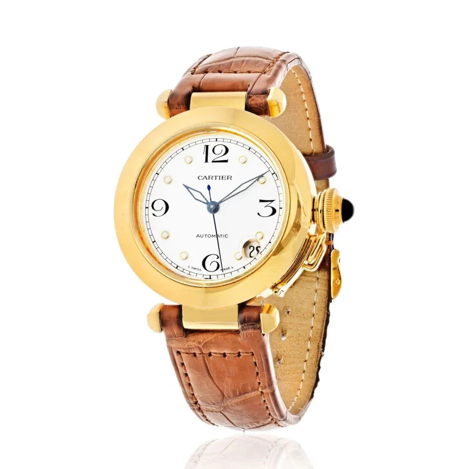 Carthttier 18K Yellow Gold Smooth Bezel White Dial Automatic Women Watch