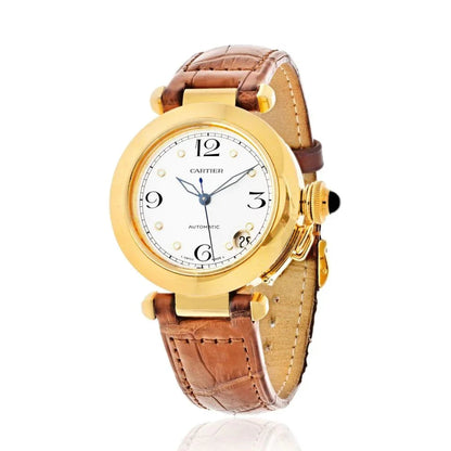 Carthttier 18K Yellow Gold Smooth Bezel White Dial Automatic Women Watch