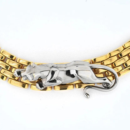 Carthttier 18K Yellow Gold Maillon Hematite Panthere Necklace