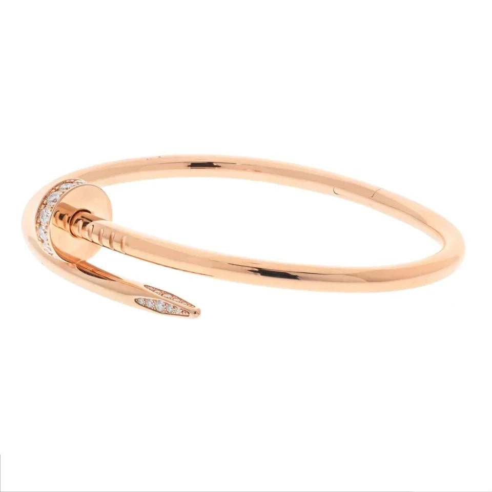Carthttier Juste Un Clou 18K Yellow Gold Juste Un Clou Diamond Nail Bangle SZ 17 Bracelet