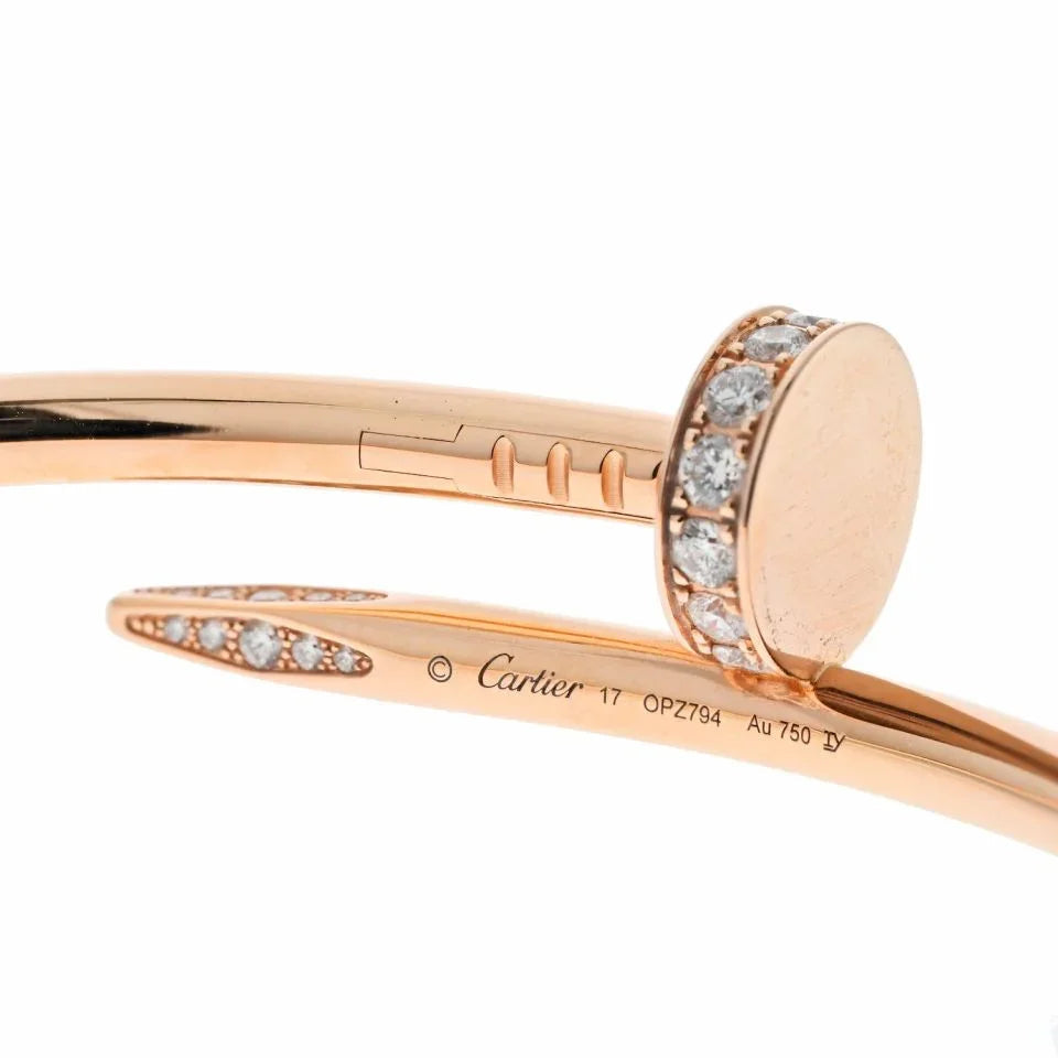 Carthttier Juste Un Clou 18K Yellow Gold Juste Un Clou Diamond Nail Bangle SZ 17 Bracelet