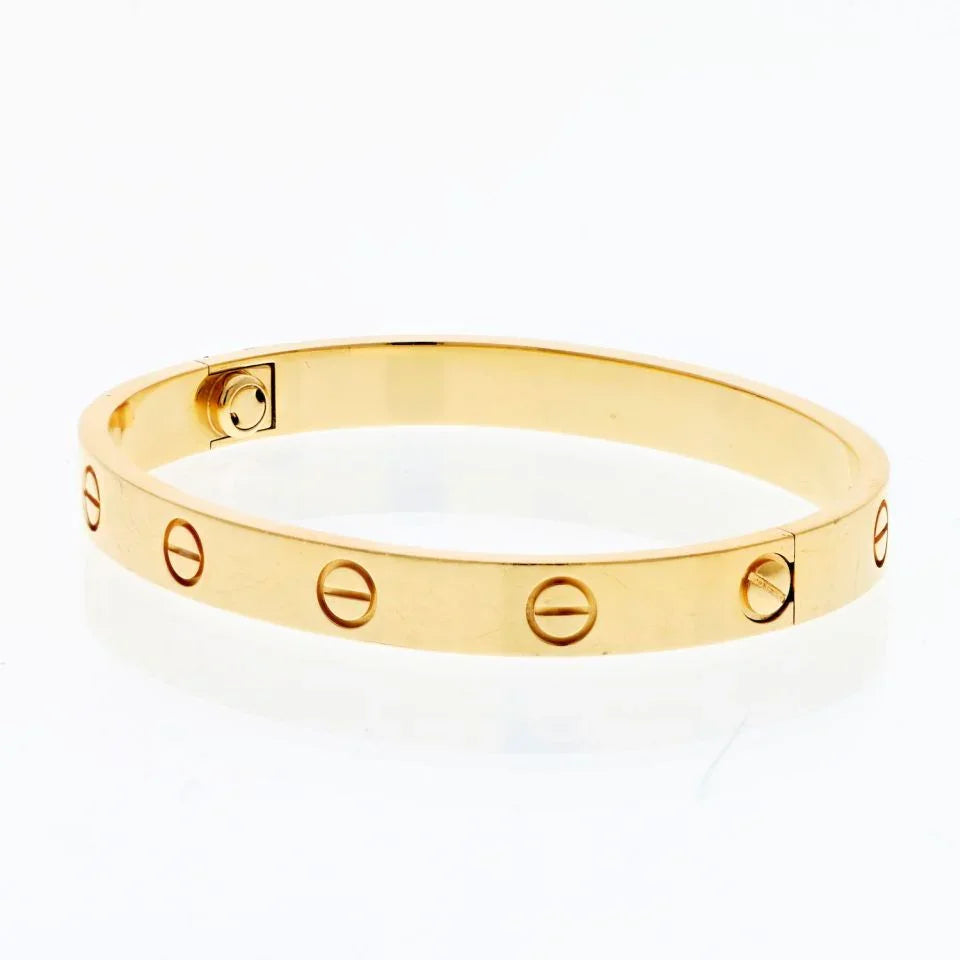 Carthttier Love 18K Yellow Gold Love Bangle Size 16 Bracelet